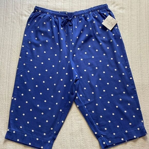 CORAL BAY Women’s Polka Dot Print Drawstring Twill Capris - Picture 1 of 8